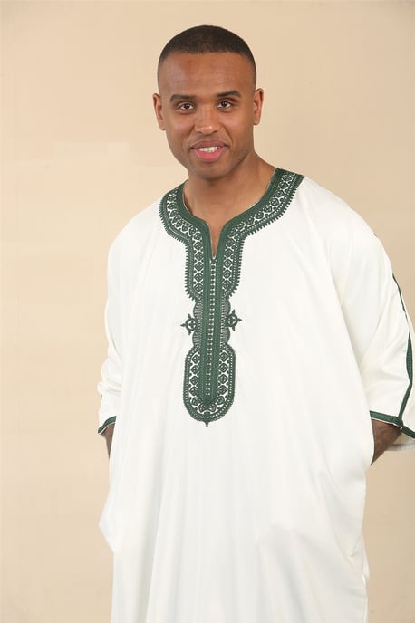 Witte Marokkaanse Thobe Djellaba Jubba Robe Eid voor heren - Image 2