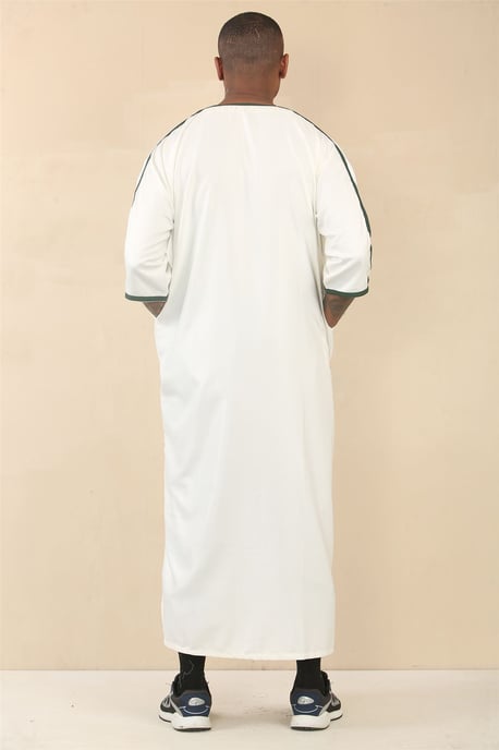 Witte Marokkaanse Thobe Djellaba Jubba Robe Eid voor heren - Image 4