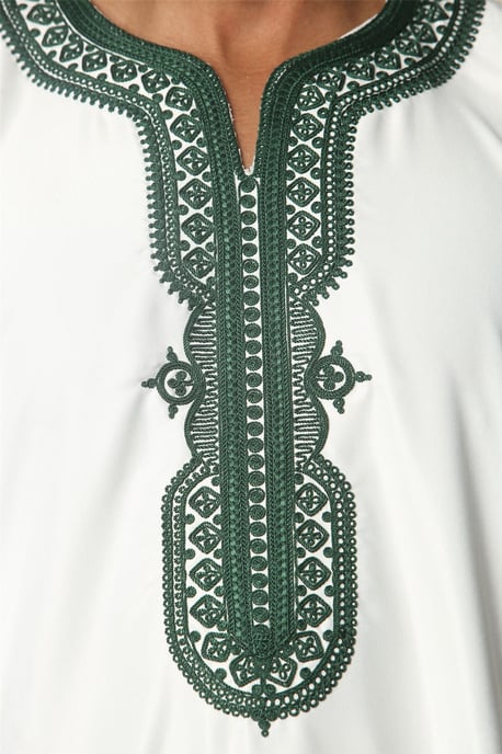 Witte Marokkaanse Thobe Djellaba Jubba Robe Eid voor heren - Image 5