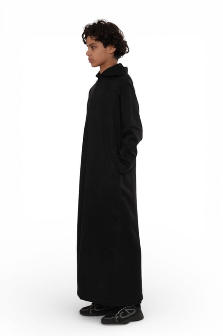 Kinderen Jongens Zwarte Marokkaanse Jubba Gewaad met Capuchon voor Eid Ramadan - K-HM12 - Image 2