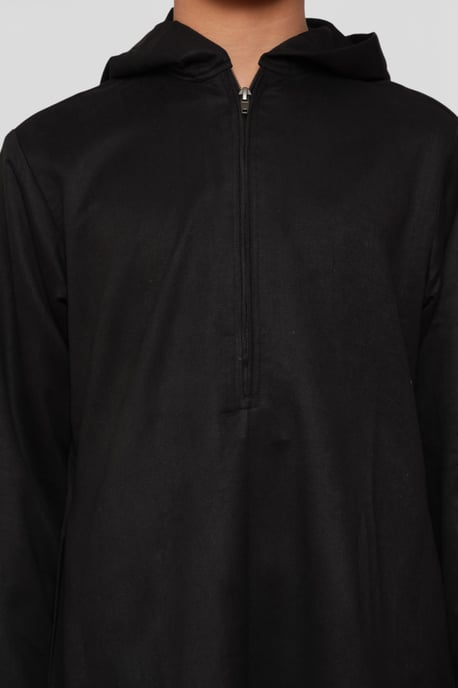 Kinderen Jongens Zwarte Marokkaanse Jubba Gewaad met Capuchon voor Eid Ramadan - K-HM12 - Image 5