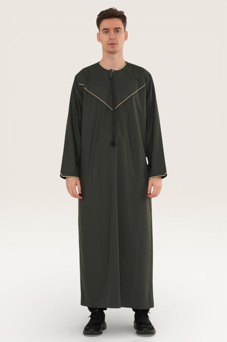 Mens Green Ramadan Moroccan Jubba Robe Djellaba Eid Kaftan Thobe LFS -TT-007 - Image 2