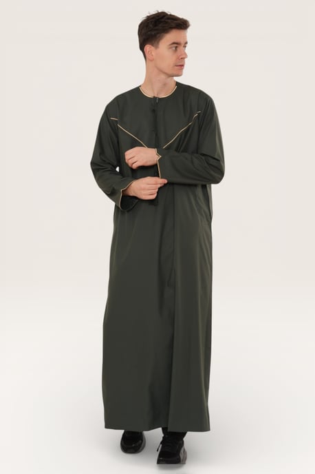 Mens Green Ramadan Moroccan Jubba Robe Djellaba Eid Kaftan Thobe LFS -TT-007 - Image 3