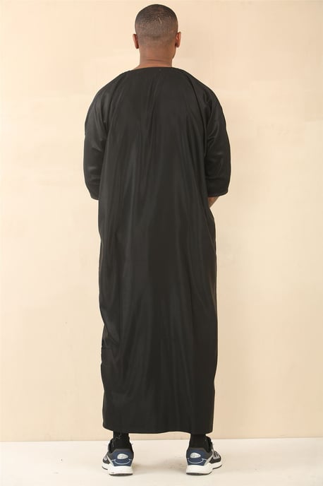 Heren zwarte Marokkaanse Thobe Djellaba Jubba Robe Eid - Image 3