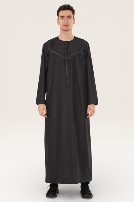 Mens Grå Ramadan Eid Marockansk Jubba Robe Kaftan Djellaba Thobe LFS -TT-008 - Image 2