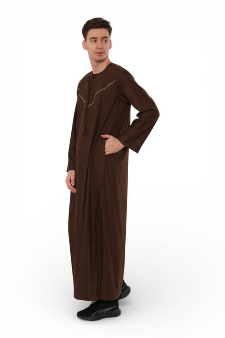 Mens Brown Eid Moroccan Thobe Robe Djellaba Ramadan Eid Jubba LFS- HM10 - Image 4