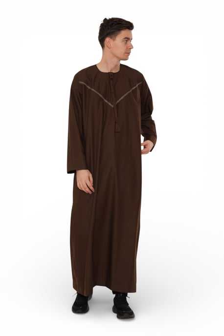 Mens Brown Eid Moroccan Thobe Robe Djellaba Ramadan Eid Jubba LFS- HM10 - Image 5