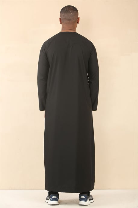 Men's Omani Eid Black Thobe  Saudi Emirati Jubba Robe - Image 5