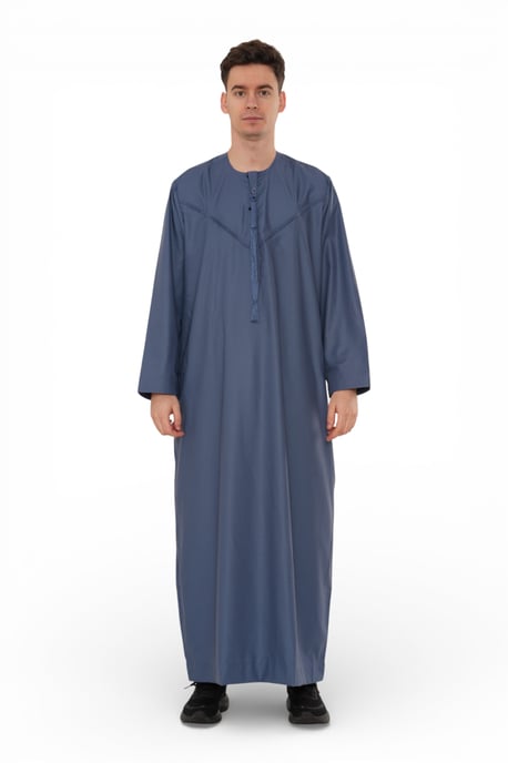 Heren Eid Blauwe Marokkaanse Jubba Robe Djellaba Ramadan Eid Thobe - HM11 - Image 1