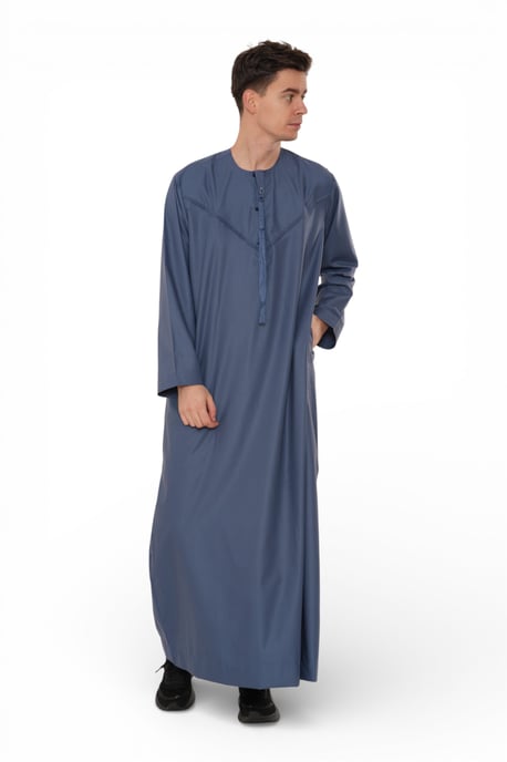 Heren Eid Blauwe Marokkaanse Jubba Robe Djellaba Ramadan Eid Thobe - HM11 - Image 2