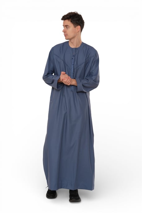 Heren Eid Blauwe Marokkaanse Jubba Robe Djellaba Ramadan Eid Thobe - HM11 - Image 3
