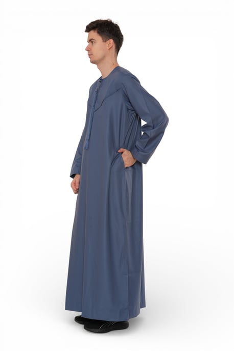 Heren Eid Blauwe Marokkaanse Jubba Robe Djellaba Ramadan Eid Thobe - HM11 - Image 4