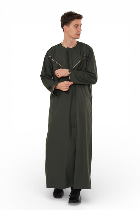 Men's Ramadan Green Moroccan Jubba Robe Djellaba Eid Thobe - TT-007 - Image 2