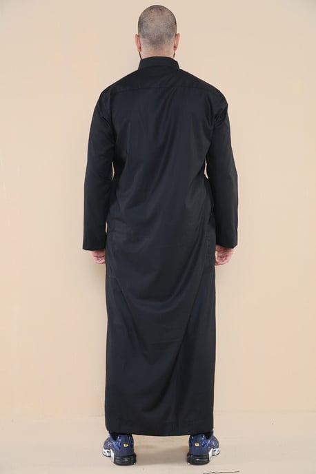 Män Svart Thobe Jubba Saudi Ramadan Eid Islamiska Kaftan Kaudara Arabiska Jubbah - Image 3