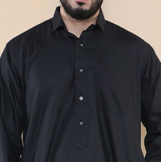Män Svart Thobe Jubba Saudi Ramadan Eid Islamiska Kaftan Kaudara Arabiska Jubbah - Image 4