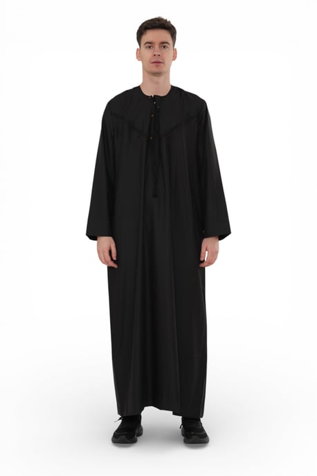 Heren Eid Zwart Marokkaanse Jubba Robe Djellaba Ramadan Eid Thobe - HM11 - Image 1