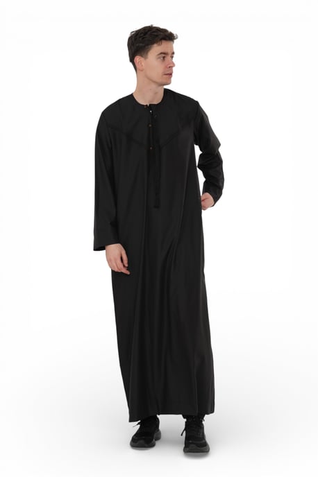 Heren Eid Zwart Marokkaanse Jubba Robe Djellaba Ramadan Eid Thobe - HM11 - Image 2