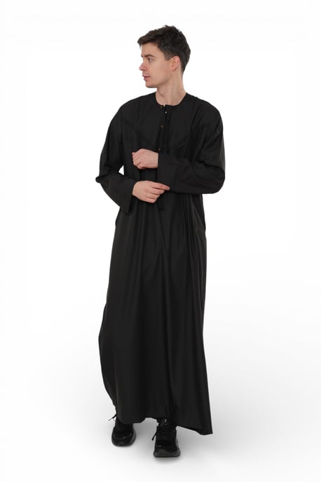 Heren Eid Zwart Marokkaanse Jubba Robe Djellaba Ramadan Eid Thobe - HM11 - Image 3