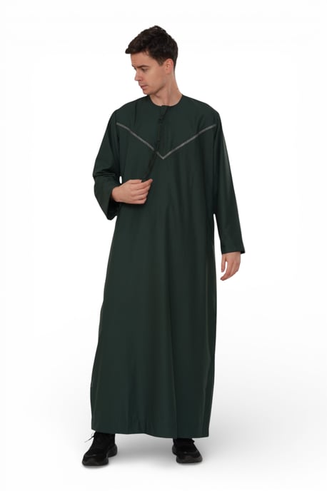 Men's Eid Green Moroccan Thobe Robe Djellaba Ramadan Eid Jubba- HM10 - Image 2