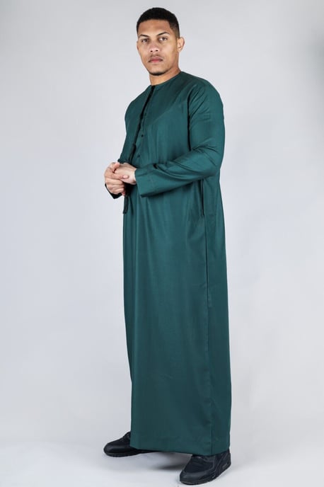 Grön Thobe Emirati Islamic Jubba Robe Eid Tassel Slim Fit för män - Image 2