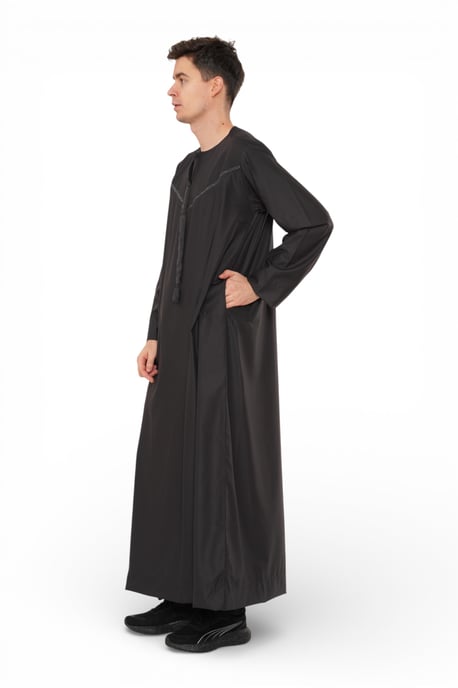 Ramadan Eid Charcoal, herrar, Marockansk Jubba Robe Djellaba Thobe - TT-008 - Image 4