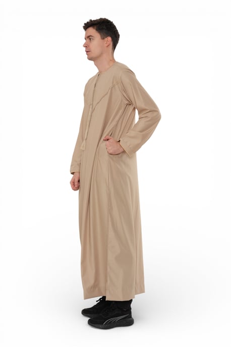 Mens Beige Ramadan Moroccan Jubba Robe Djellaba Eid Kaftan Thobe LFS -TT-007 - Image 4