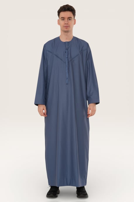Mens Blue Eid Moroccan Jubba Robe Djellaba Ramadan Eid Thobe LFS-HM11 - Image 2