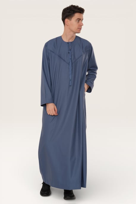 Mens Blue Eid Moroccan Jubba Robe Djellaba Ramadan Eid Thobe LFS-HM11 - Image 3
