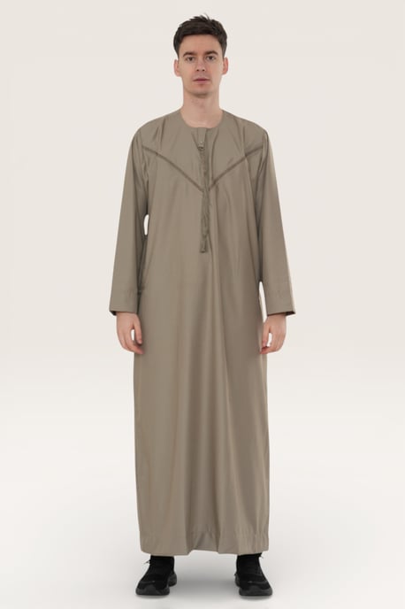 Heren beige Eid Marokkaanse Thobe gewaad Djellaba Ramadan Eid Jubba LFS-HM10 - Image 2