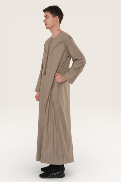 Heren beige Eid Marokkaanse Thobe gewaad Djellaba Ramadan Eid Jubba LFS-HM10 - Image 3