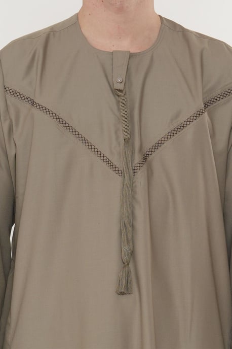 Heren beige Eid Marokkaanse Thobe gewaad Djellaba Ramadan Eid Jubba LFS-HM10 - Image 4