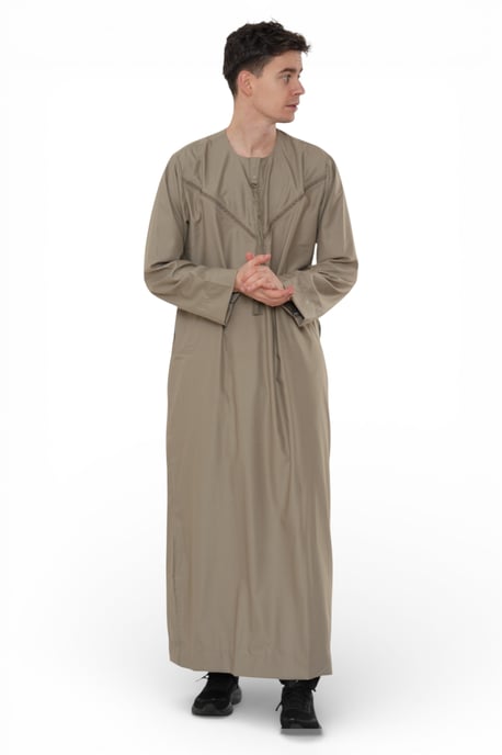 Heren beige Eid Marokkaanse Thobe gewaad Djellaba Ramadan Eid Jubba LFS-HM10 - Image 5