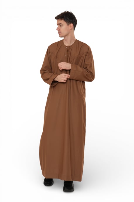 Heren Eid Camel Brown Marokkaanse Jubba Robe Djellaba Ramadan Eid Thobe - HM11 - Image 2