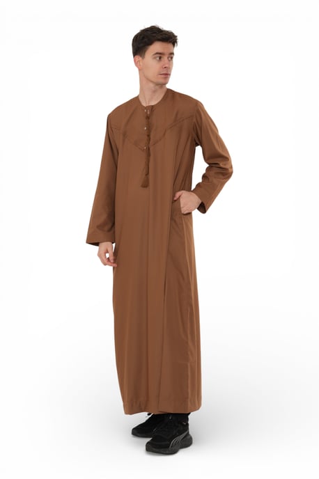 Heren Eid Camel Brown Marokkaanse Jubba Robe Djellaba Ramadan Eid Thobe - HM11 - Image 3