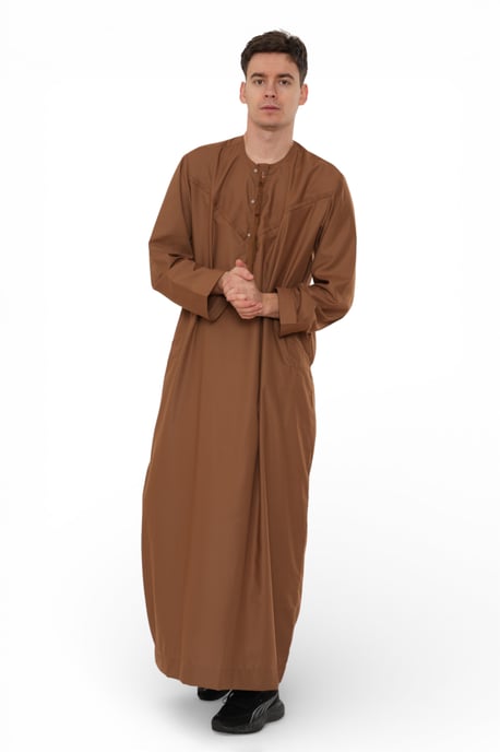 Heren Eid Camel Brown Marokkaanse Jubba Robe Djellaba Ramadan Eid Thobe - HM11 - Image 4