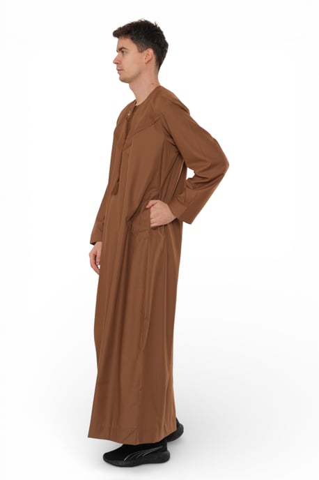 Heren Eid Camel Brown Marokkaanse Jubba Robe Djellaba Ramadan Eid Thobe - HM11 - Image 5
