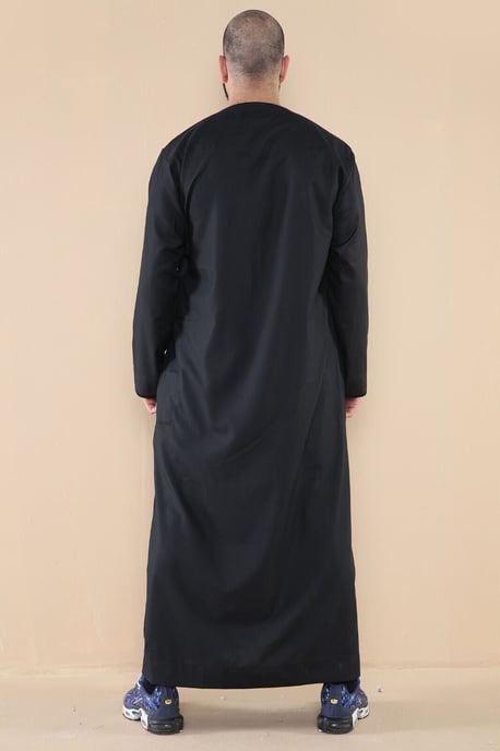 Män Svart Thobe Jubba Saudi Islamiska Arab Eid Emirati Kaftan Jubbah Tofs Robe - Image 3