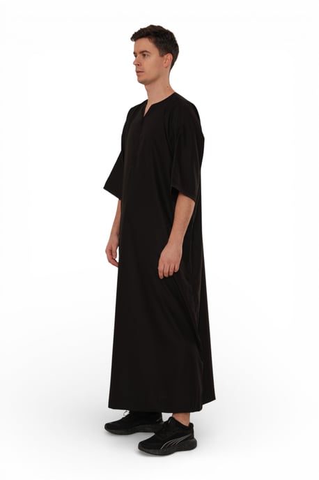 Mens Black Ramadan Moroccan Gandoura Thobe Robe Djellaba Eid Jubba LFS-TT-006 - Image 5