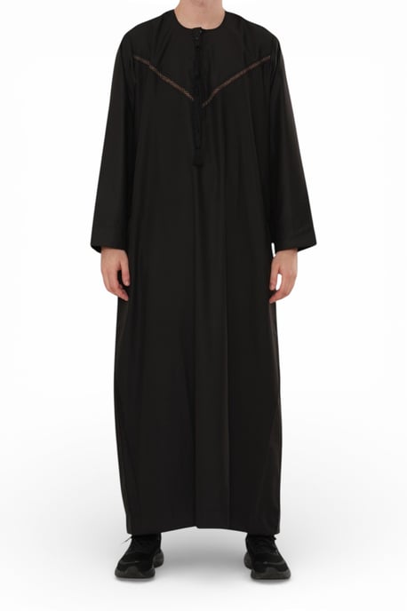 Men's Eid Black Moroccan Thobe Robe Djellaba Ramadan Eid Jubba- HM10 - Image 5