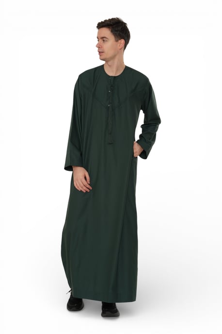 Heren Eid Groene Marokkaanse Jubba Robe Djellaba Ramadan Eid Thobe - HM11 - Image 3
