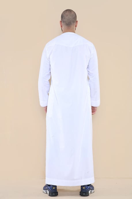 Mens White Thobe Jubba Saudi Islamic Arab Eid Emirati Kaftan Jubbah Tassel Robe - Image 3