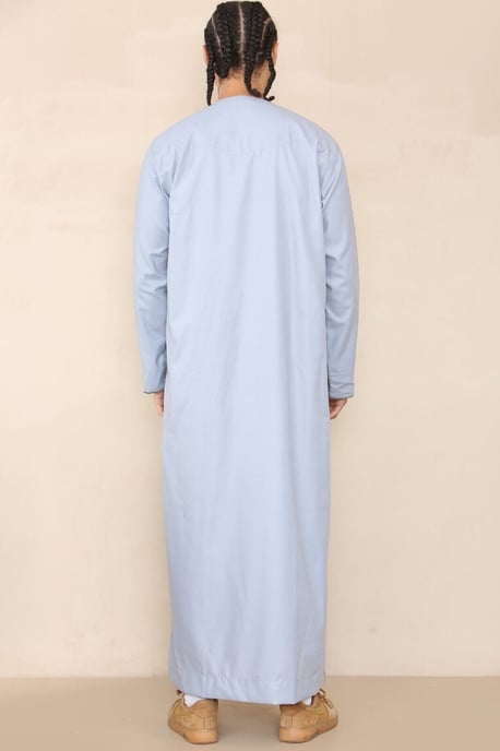 Mens Blue Thobe Jubba Saudi Islamic Arab Eid Emirati Kaftan Jubbah Tofs Robe - Image 3