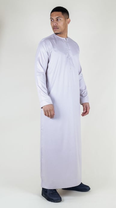 Beige Thobe herrrock Satin Emirati Islamic Jubba Eid Slim Fit - Image 2