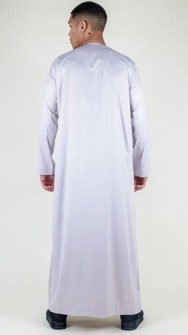 Beige Thobe herrrock Satin Emirati Islamic Jubba Eid Slim Fit - Image 3