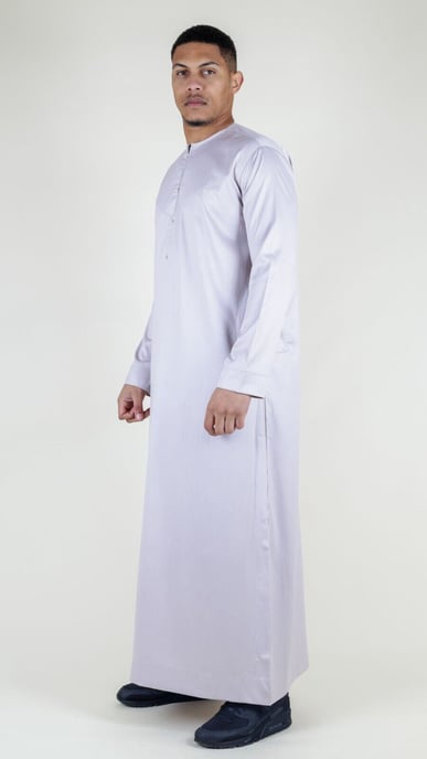 Beige Thobe herrrock Satin Emirati Islamic Jubba Eid Slim Fit - Image 4
