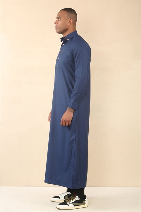 Herrblå Thobe Arabisk Saudiarabisk Islamisk Kläder Jubba Morgonrock - Image 3