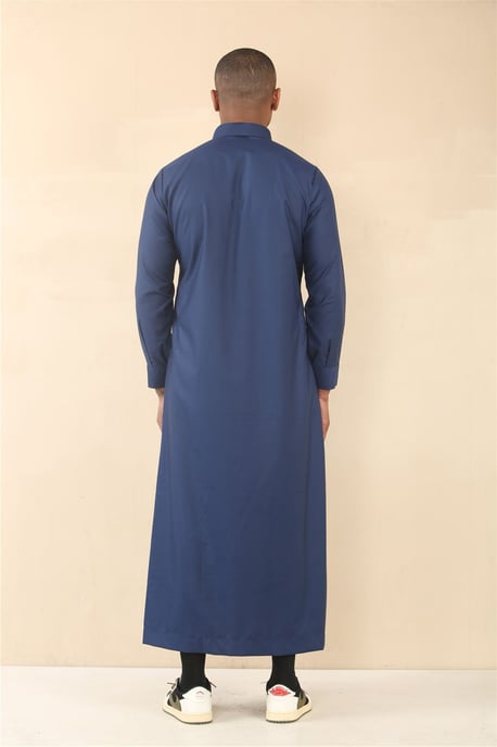 Herrblå Thobe Arabisk Saudiarabisk Islamisk Kläder Jubba Morgonrock - Image 4
