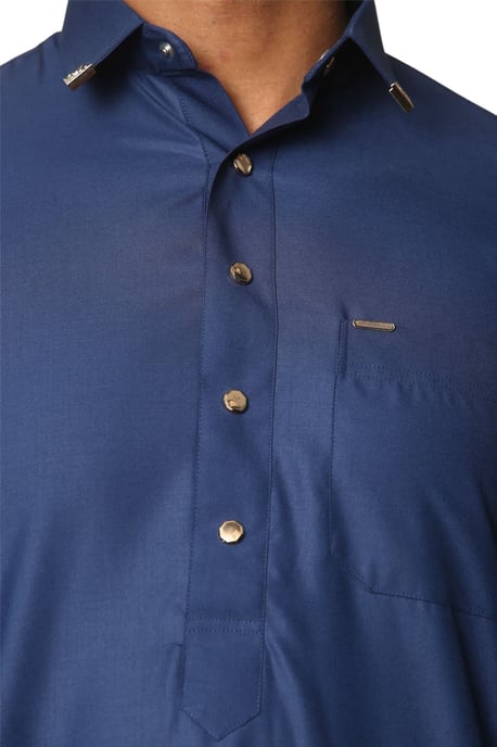 Herrblå Thobe Arabisk Saudiarabisk Islamisk Kläder Jubba Morgonrock - Image 5