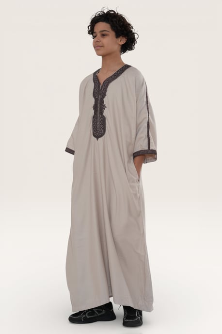 Kinderen jongens zalm bordeaux Marokkaanse Thobe gewaad Djellaba Gandoura Eid Jubba- K-HM66 - Image 2