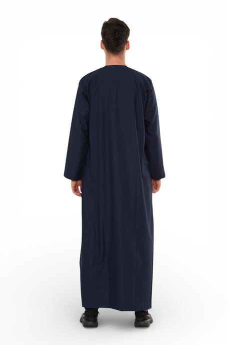 Men's Eid Navy Blue Moroccan Thobe Robe Djellaba Ramadan Eid Jubba- HM10 - Image 5